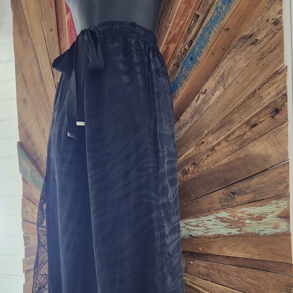 Zadig & Voltaire black lace slit silk maxi skirt Sz 34  US Sz 4 pockets - Picture 3 of 15